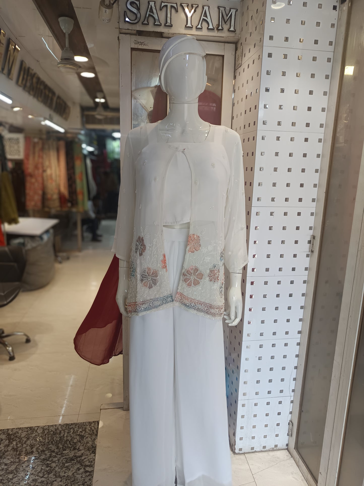 crop top with plazo & short jacket