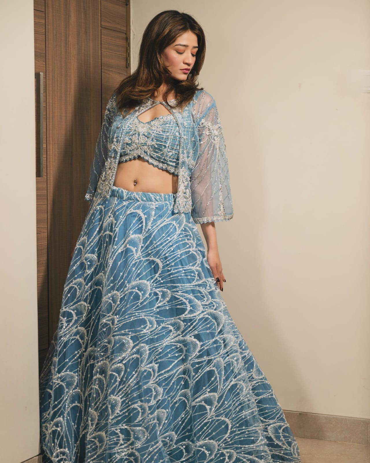 Lahanga choli with short jacket