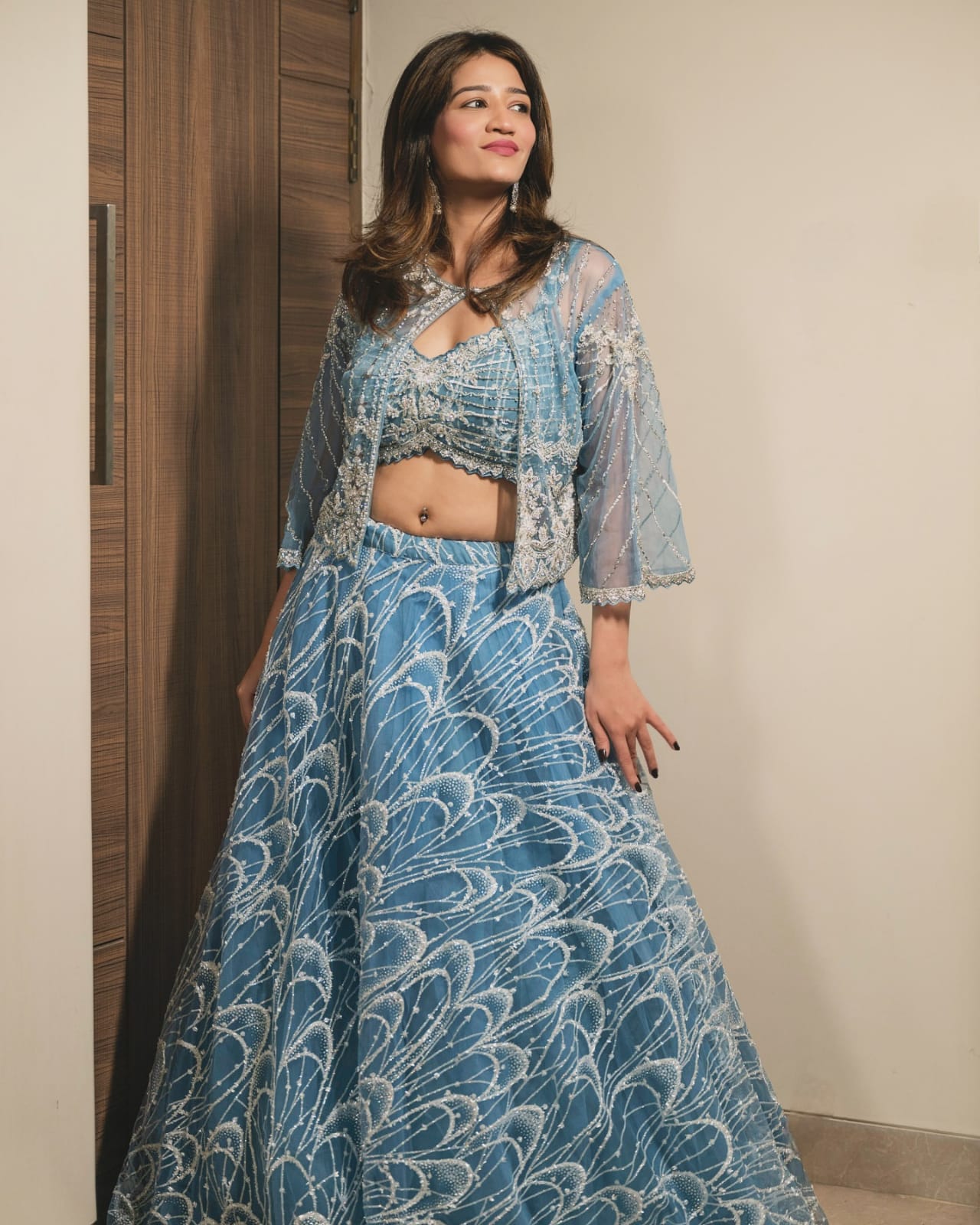 Lahanga choli with short jacket