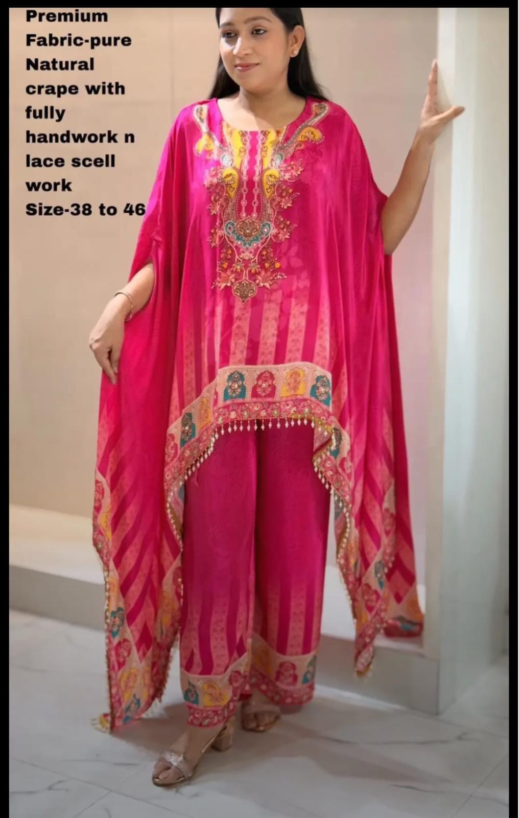 Short poncho kaftan with pant