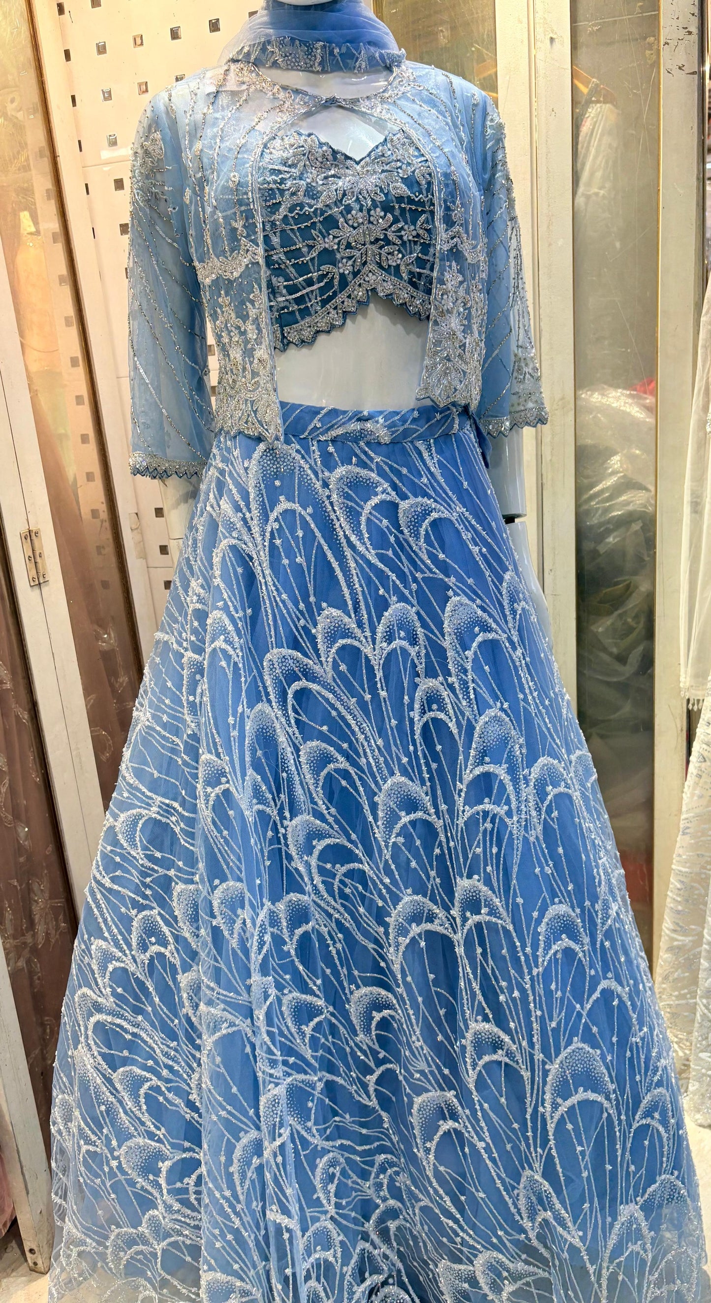 Lahanga choli with short jacket