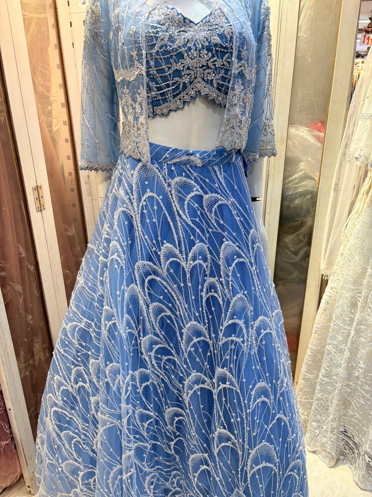 Lahanga choli with short jacket