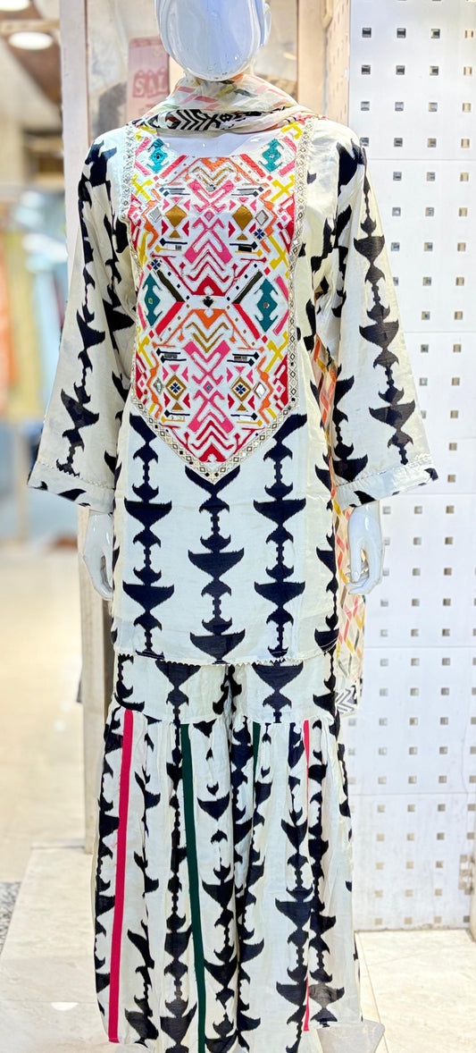 garara with short kurti and duppatta